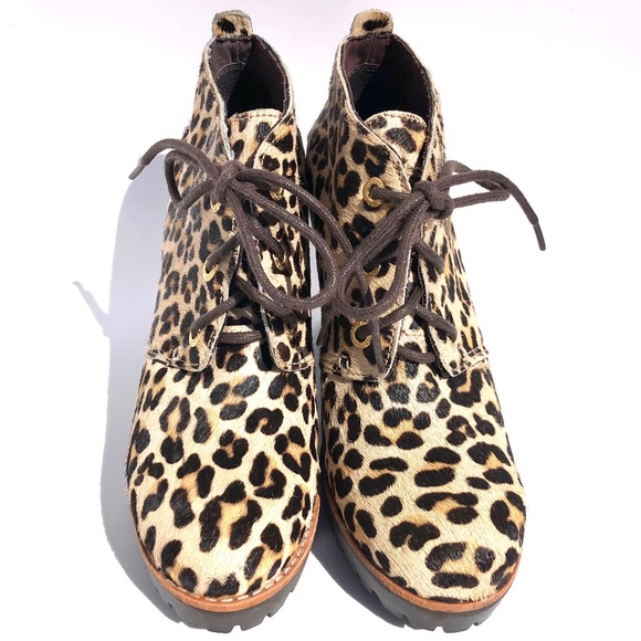 Sperry Top Sider Princeton Ankle Boot women 6M Leopard Print Lace Up High Heel - Picture 8 of 16